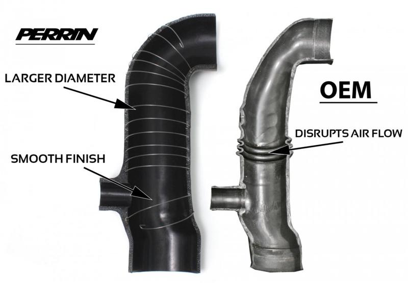 Subaru WRX STI Turbo Inlet Hose - Perrin Performance - 3in (For Aftermarket Turbos Only) - Black - `04-`21